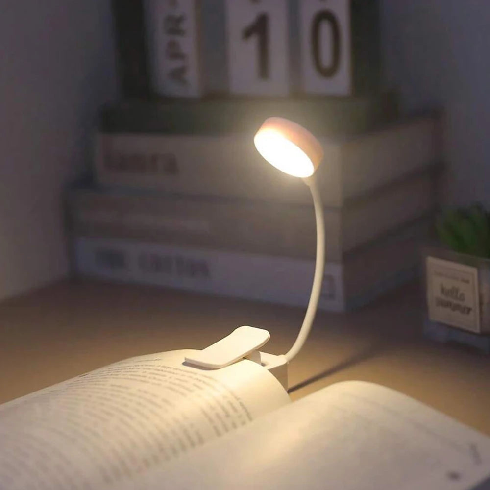 Runtowo LED Clip On Book Light Portable Reading Light Battery Powered 3 Color Eye Protection Stepless Dimmable Mini Desk Lamp