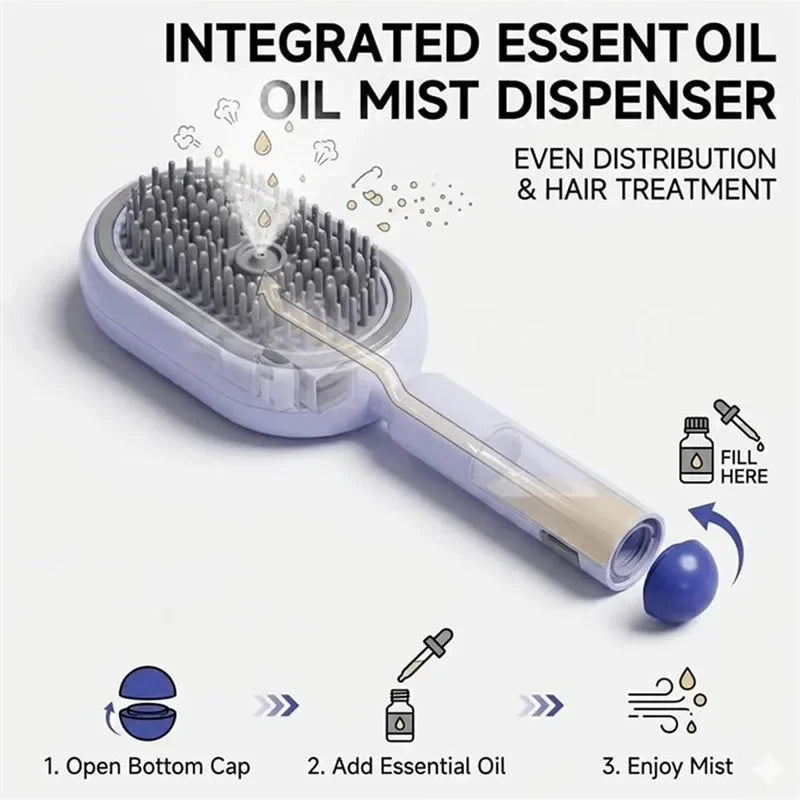 Multifunctional Massage Comb,Electric Spray Air Cushion Scalp Massager,Self-Cleaning Essential Oil Hair Care Comb,Gift for Women