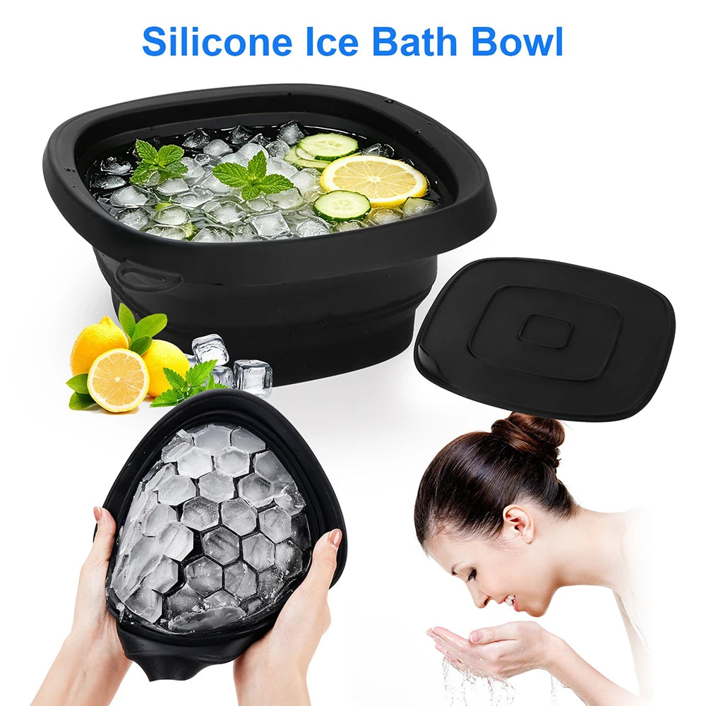 Collapsible Silicone Face Ice Bath Bowl Built in Ice Tray Cold Cryo Portable Travel Facial Facial Puffiness Skin Care Tool