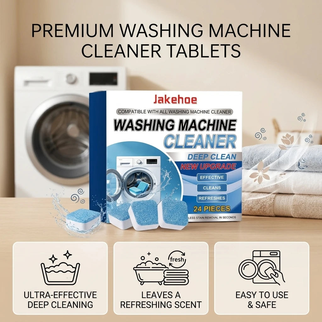 Washing Machine Cleaner Remove Limescale & Mold Stains Eliminate Odors Long-Lasting Fresh Scent Washing Machine Cleaning Tablets