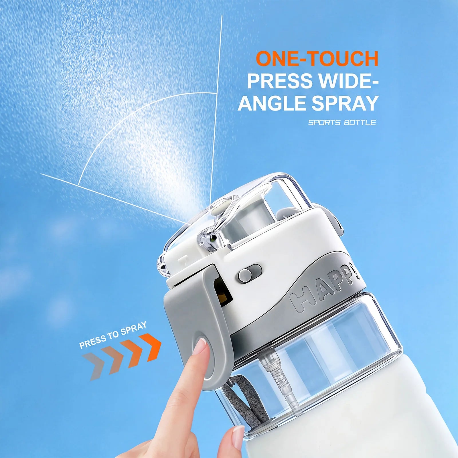 Water Bottle 750ML Spray Sports Water Bottle with Straw Direct Drinking Dual-Use Plastic Water Bottles for Outdoor Sporting