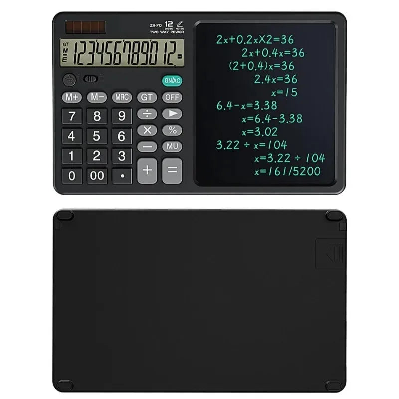 Solar Foldable Scientific Calculator with Writing and Drawing Tablet, LCD Large Screen Calculator