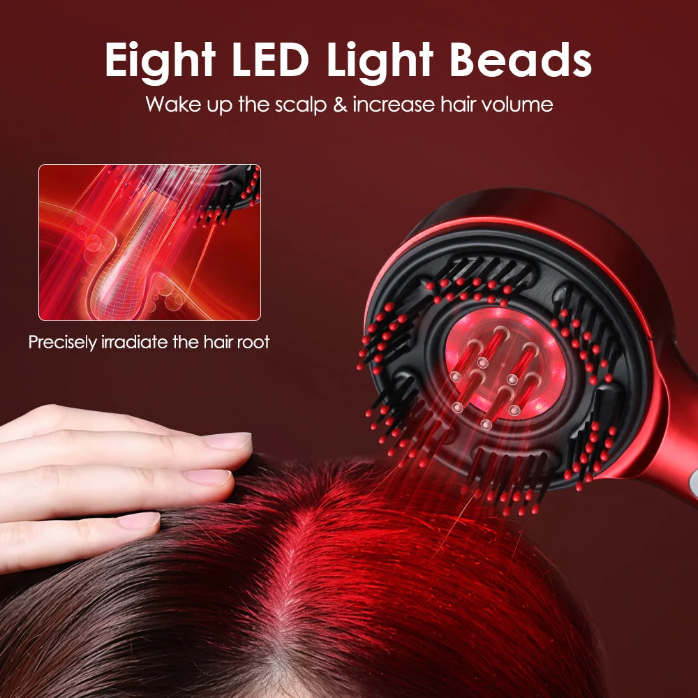 Electric Scalp Head Massage Comb 660nm Light Hair Growth Comb Hair Brush Head Spa 3 Levels Soft Massage Scalp Oil Applicator