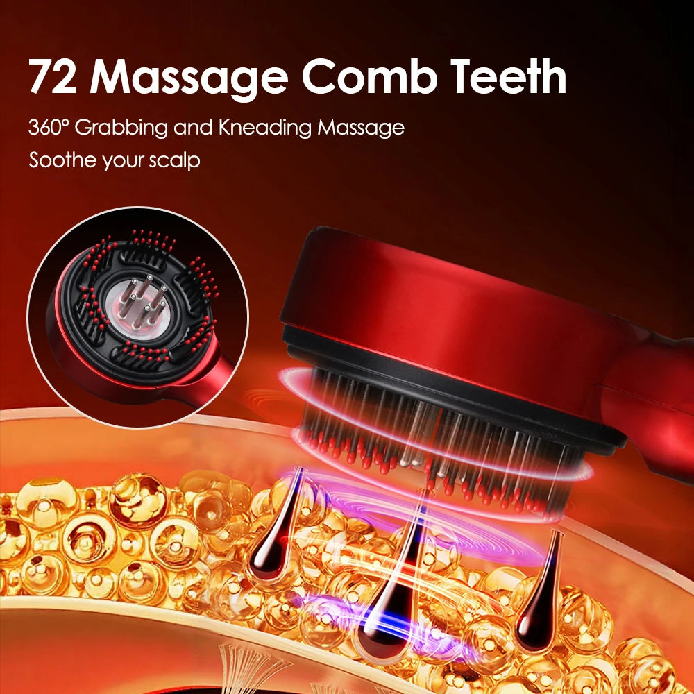 Electric Scalp Head Massage Comb 660nm Light Hair Growth Comb Hair Brush Head Spa 3 Levels Soft Massage Scalp Oil Applicator