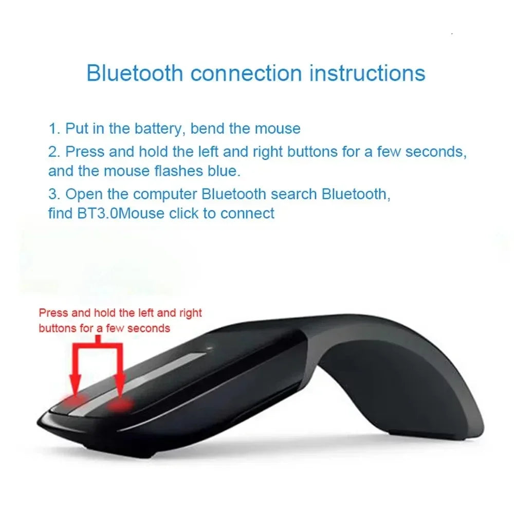 Wireless 2.4G/Bluetooth Mouse Arc Touch Folding Design Mause 1200 DPI Foldable Computer Portable Mice For Microsoft PC Laptop