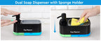 Dual Pump Soap Dispenser Set 3-in-1 Kitchen Organizer with Sponge Storage Box for Sink and Countertop Compact Cleaning Solution