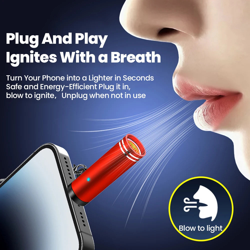 Type-C Mobile Cigarette Lighter Adapter Air Blowing Cigarette Lighter Outdoor Safety Portable Mini Cigarette Lighting Artifact