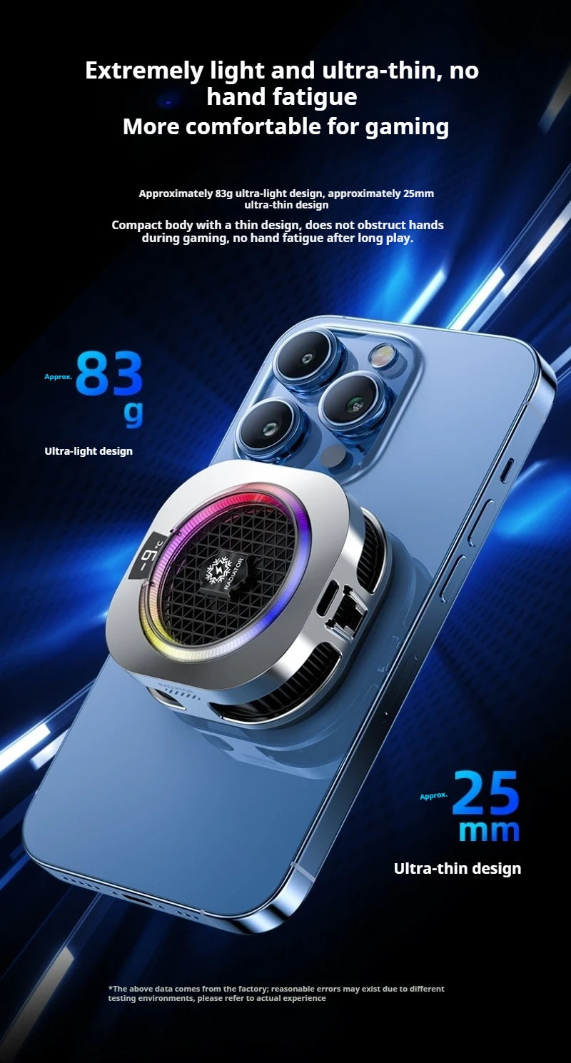 Magnetic Back Clip Dual-use Mobile Phone Radiator Digital Display Temperature Control AI Intelligent Gear Semiconductor Cooling