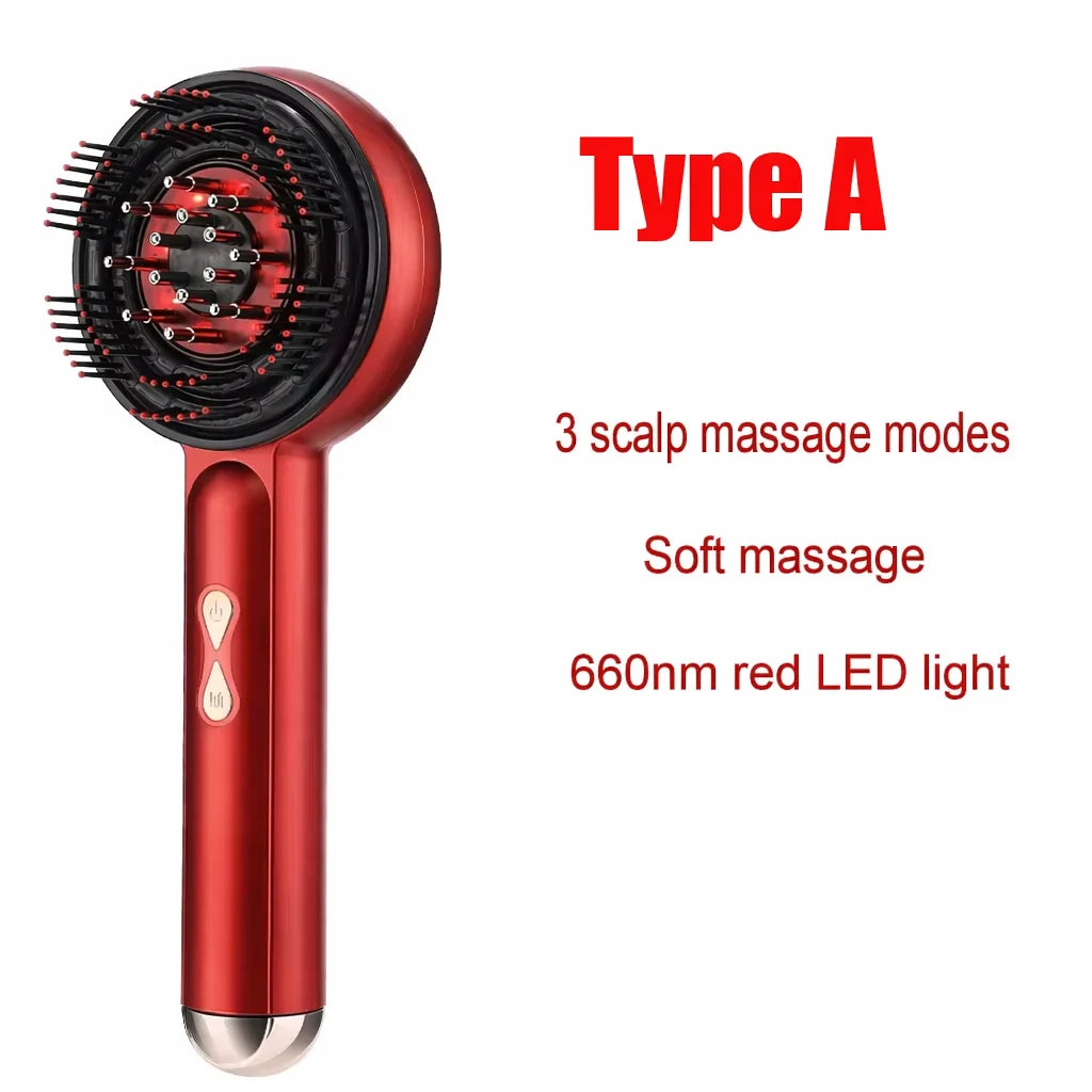 Electric Scalp Head Massage Comb 660nm Light Hair Growth Comb Hair Brush Head Spa 3 Levels Soft Massage Scalp Oil Applicator