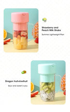 Portable USB Rechargeable Mini Blender Juicer Cup with Straw Cordless Juice Maker for Fruit Smoothies Home Outdoor Gym
