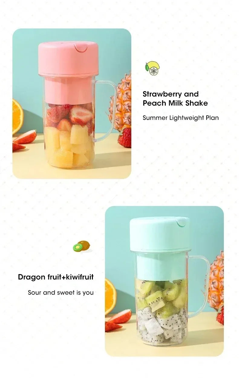 Portable USB Rechargeable Mini Blender Juicer Cup with Straw Cordless Juice Maker for Fruit Smoothies Home Outdoor Gym