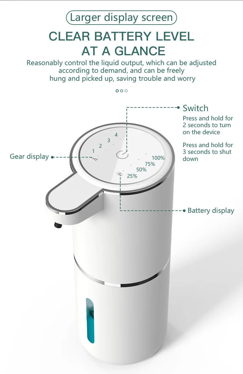 380ML Touchless IPX5 Waterproof 4-Gears Adjustable Foam/Gels Automatic Sense Soap Dispenser Electric Hand Dish Washing Machine
