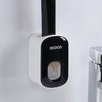 WIKHOSTAR Automatic Toothpaste Dispenser Bathroom Accessories Set Wall Mounted Toothpaste Squeezer Toothpaste Holder Rack