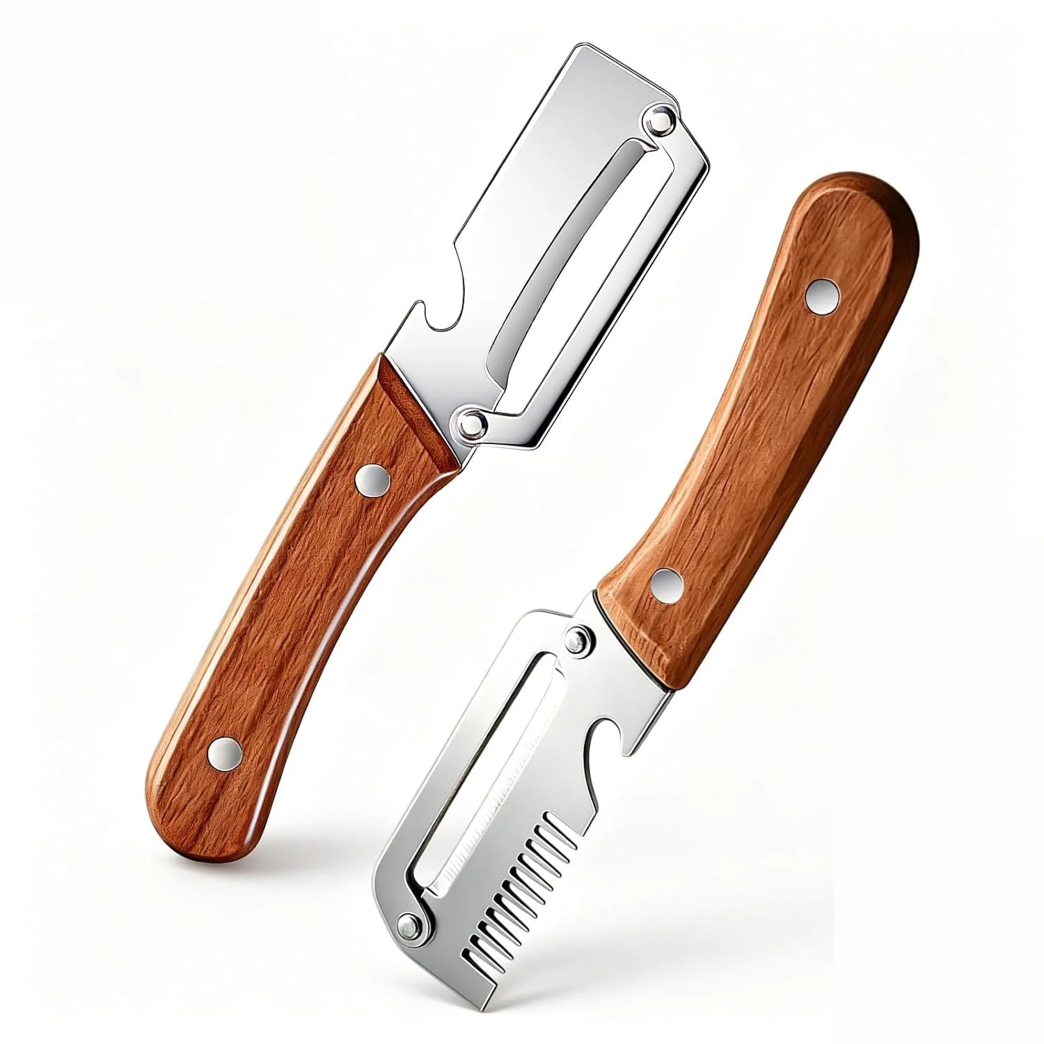 Multi Functional Vegetable Peeler Stainless Steel With Wooden Handle Fruit Potato Slicer Bottle Opener Kitchen Peeling Tools
