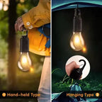 Solar Rechargeable Hooked Camping Lantern Waterproof Hanging Tent Light Bulbs with 3 Modes, Portable For Outdoor Hiking, Fishing