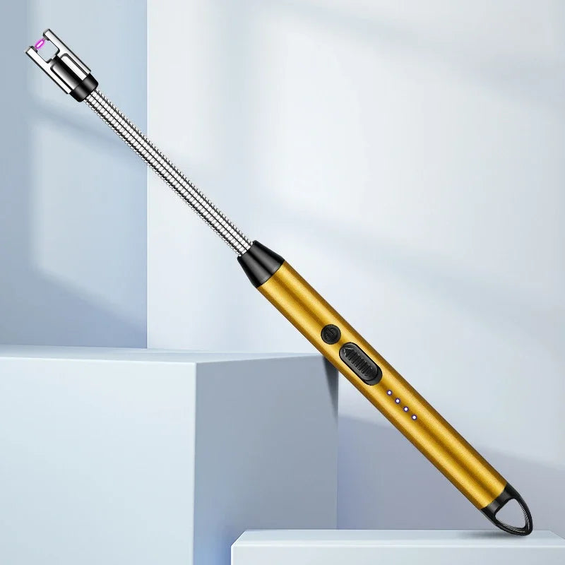 Type-C Rechargeable Kitchen Artifact Portable Smart Pulse Igniter Household Gas Stove Long Handle Electronic Lighter Wholesale