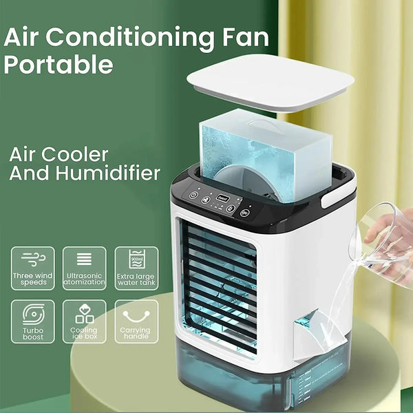3-Speed Portable Mini Air Cooler with 900ML Humidifier Tank