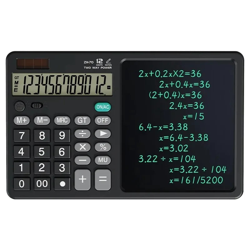 Solar Foldable Scientific Calculator with Writing and Drawing Tablet, LCD Large Screen Calculator