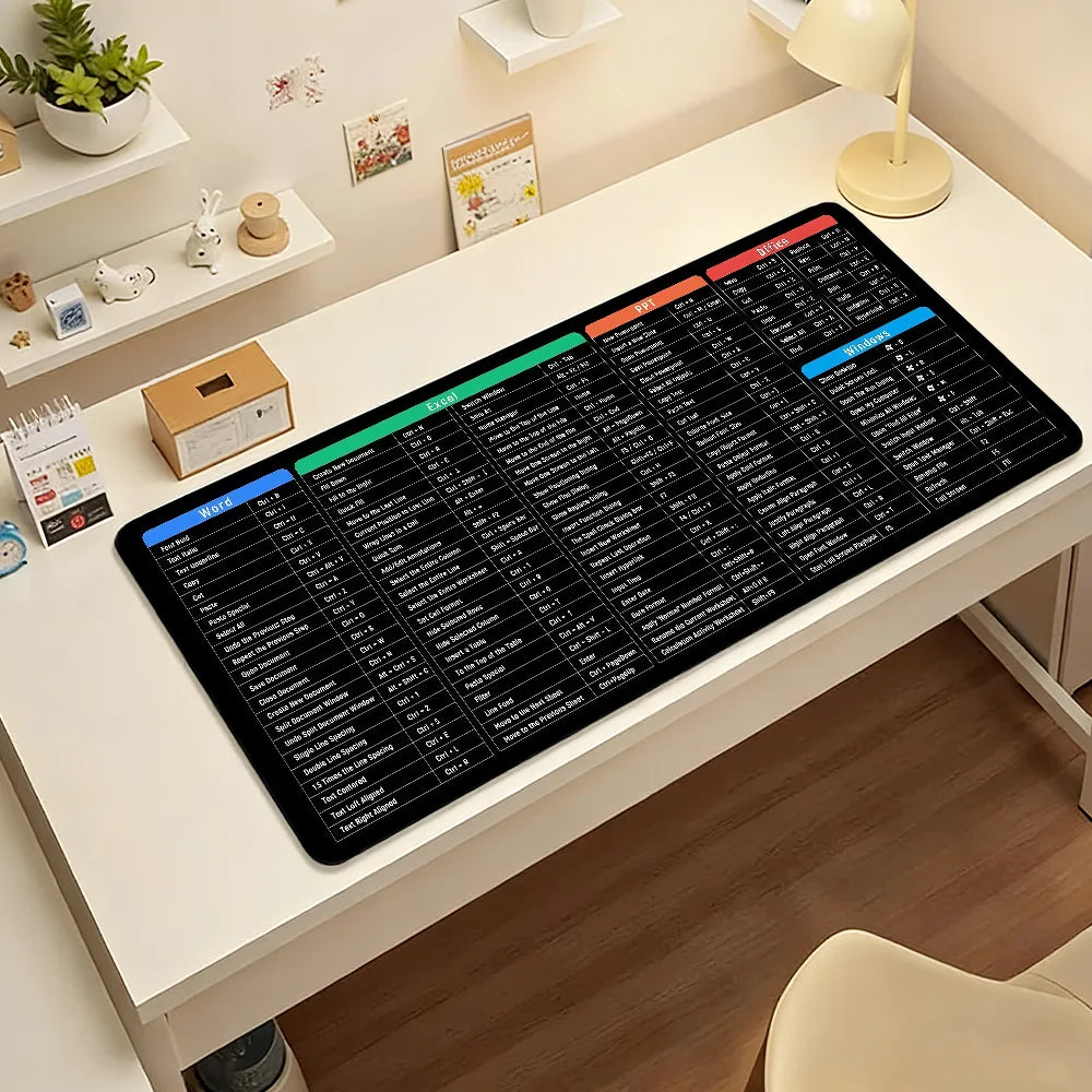 Word Excel PPT Office Shortcuts MousePad Non-slip Locking Edge PC Laptop Accessories Rubber Office Keyboard Game XXL DeskMat