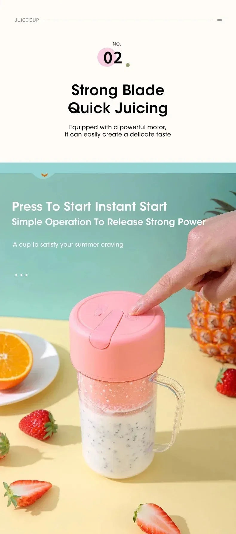 Portable USB Rechargeable Mini Blender Juicer Cup with Straw Cordless Juice Maker for Fruit Smoothies Home Outdoor Gym