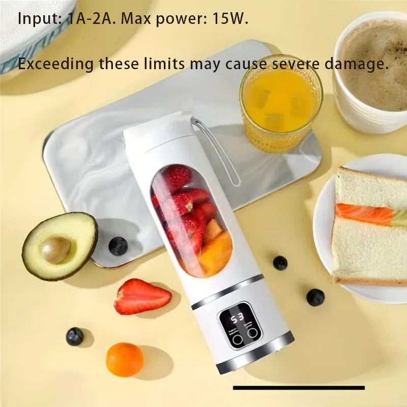 Portable USB Rechargeable Mini Blender & Juicer with Digital Display & 12-Blade System - Suitable for Travel, 3 Modes, USB- Oper