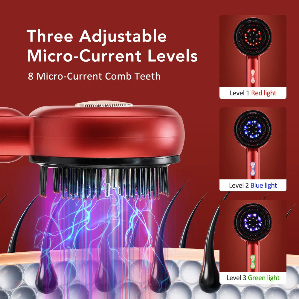 Electric Scalp Head Massage Comb 660nm Light Hair Growth Comb Hair Brush Head Spa 3 Levels Soft Massage Scalp Oil Applicator