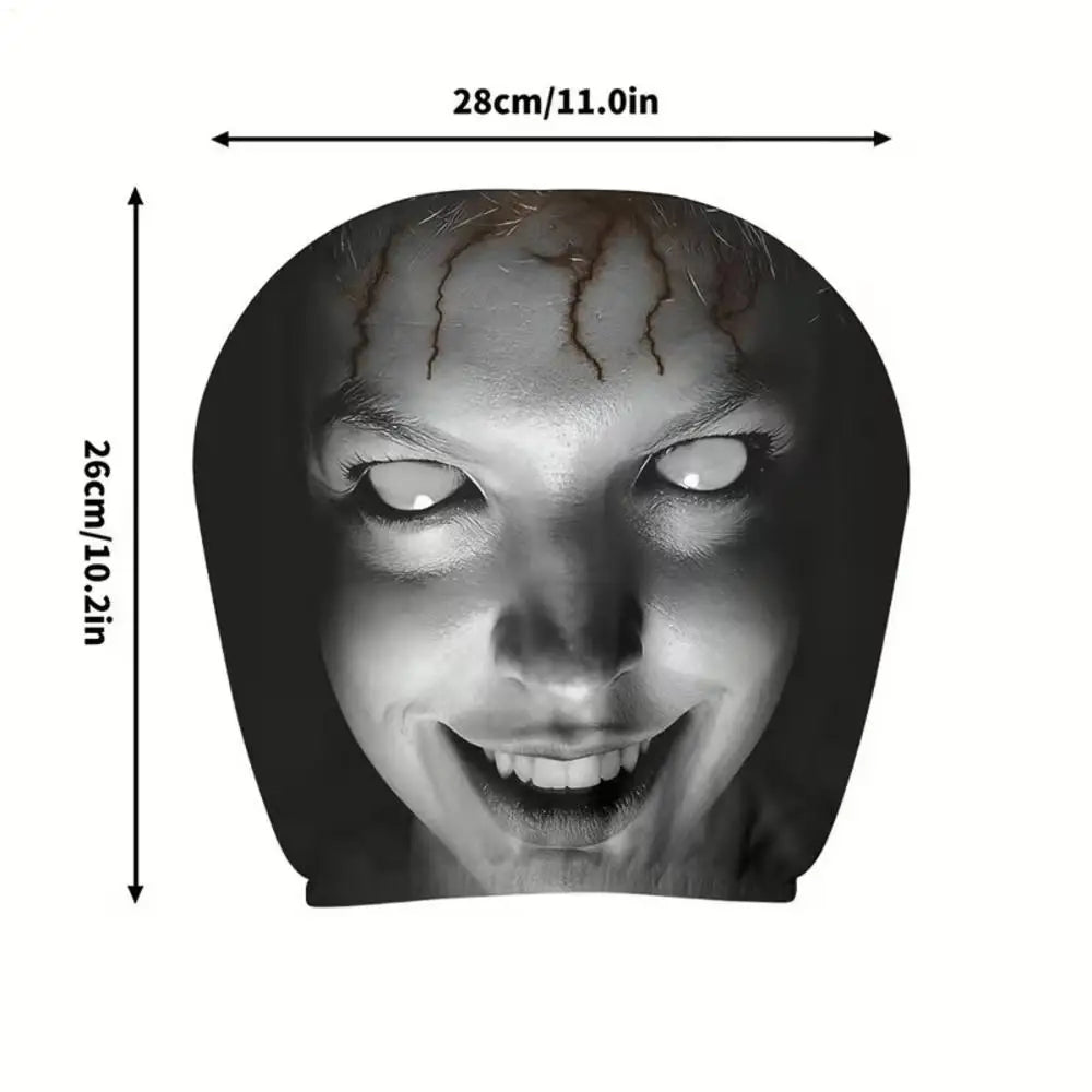 2PCS Car Horror Eyeless Monster Printed Headrest Cover Universal Elastic Funny Seat Head Case Halloween Party Decoration