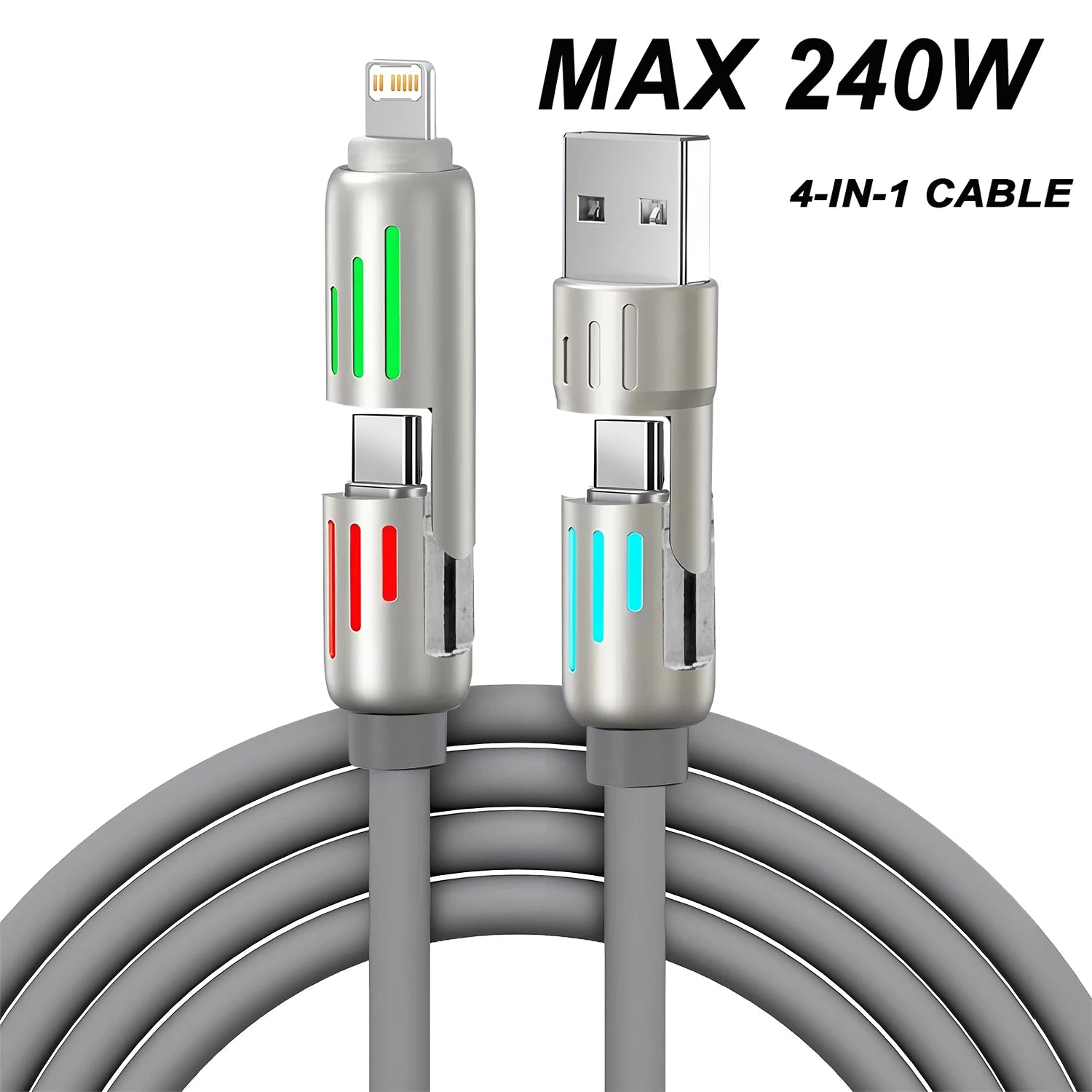 240W PD 4-IN-1 USB Type C to Type C Fast Charging Data Cable 1M For iPhone 16 Pro Max 15 iPad Xiaomi Samsung Tablet