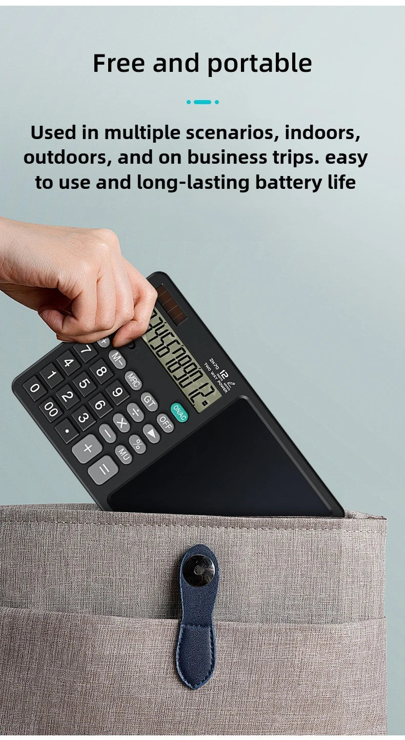Solar Foldable Scientific Calculator with Writing and Drawing Tablet, LCD Large Screen Calculator