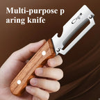Stainless steel peeler with imitated wood handle for peeling and slicing fruits and vegetables | Durable and smooth operation