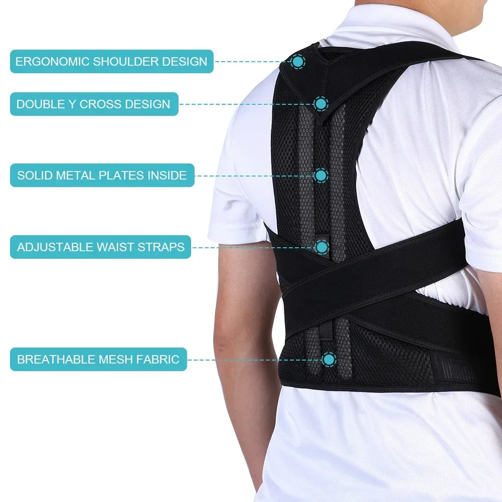 Back Brace Posture Corrector for Women & Men, Adjustable Back Lumbar Support Belt Shoulder Posture Support for Improve Scoliosis