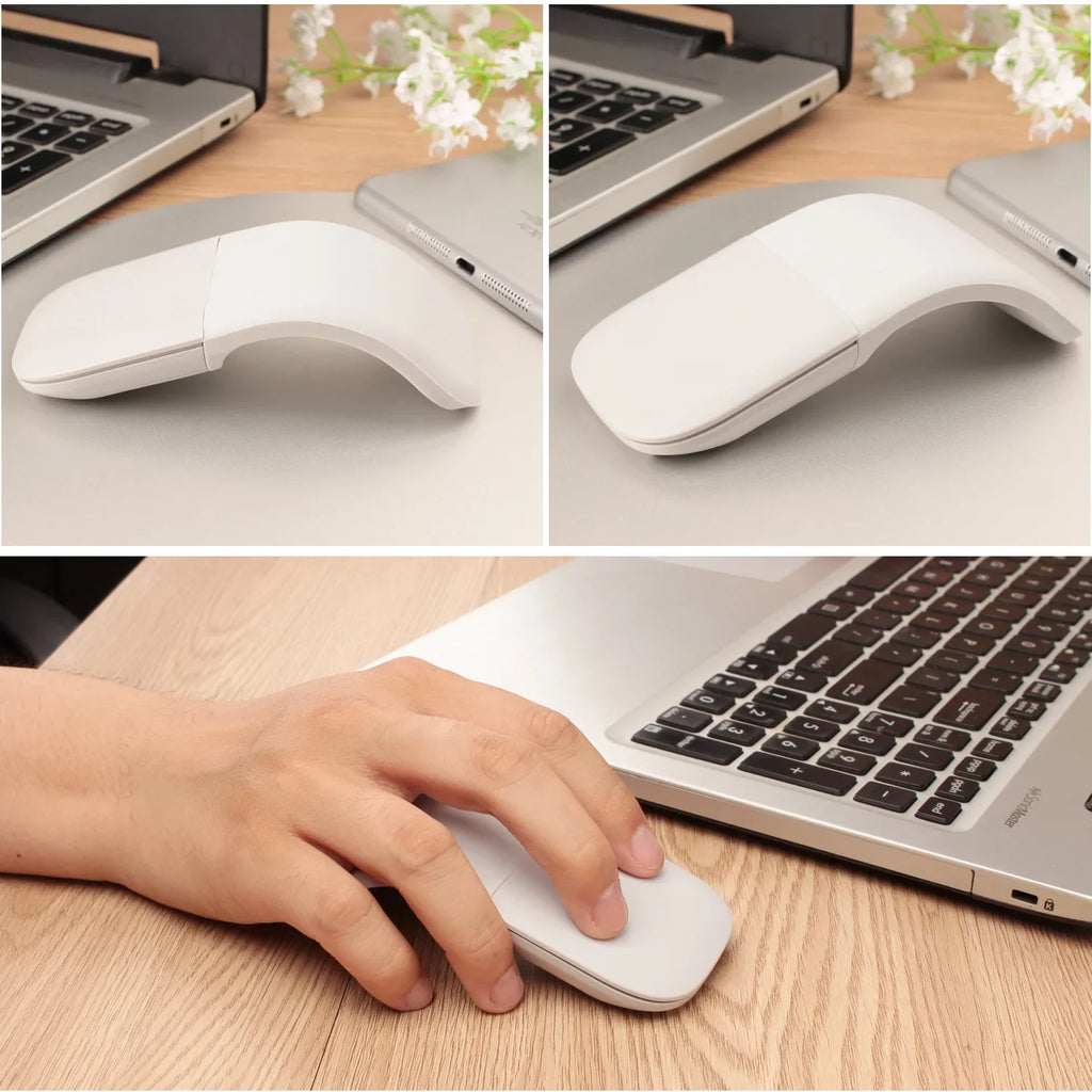 Wireless 2.4G/Bluetooth Mouse Arc Touch Folding Design Mause 1200 DPI Foldable Computer Portable Mice For Microsoft PC Laptop