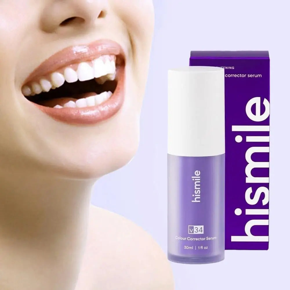 Hismile V34 Colour Corrector Serum 30ml Original Professional Purple Toothpaste Remove Tooth Stains Enhance Tooth Whiten Effect