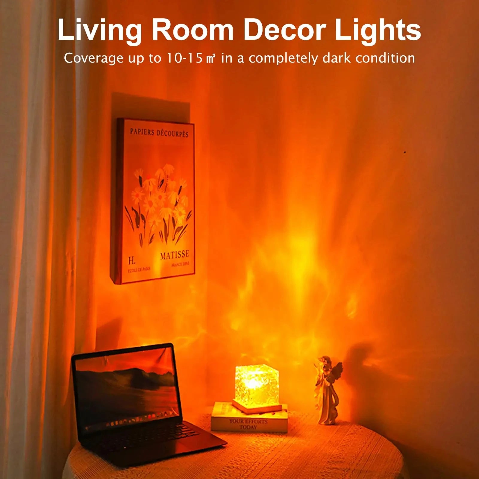 HOMEFISH RGB 16 Colors Night Light with Remote Ocean Wave Aurora Projector Rechargeable Table Lamp for Home Bedroom Decor