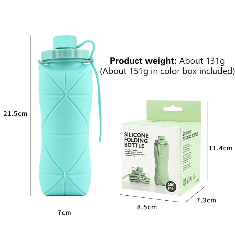 Food-grade Silicone Foldable Water Cup, Large Capacity, Portable for Outdoor Travel & Sports, Heat-resistant, Creative Collapsib