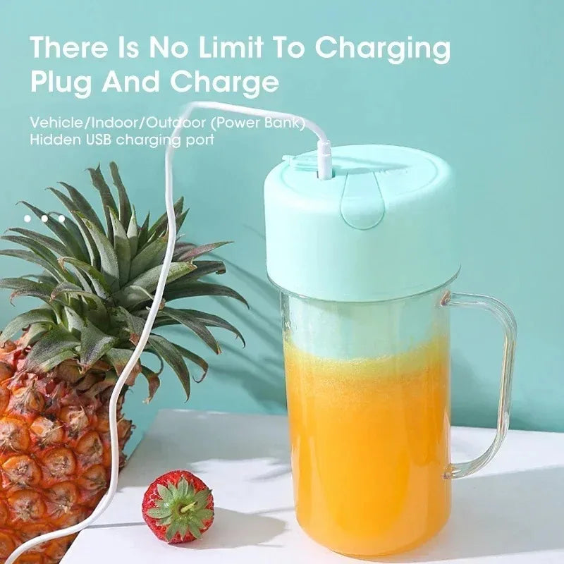 Portable USB Rechargeable Mini Blender Juicer Cup with Straw Cordless Juice Maker for Fruit Smoothies Home Outdoor Gym
