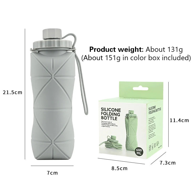 Food-grade Silicone Foldable Water Cup, Large Capacity, Portable for Outdoor Travel & Sports, Heat-resistant, Creative Collapsib
