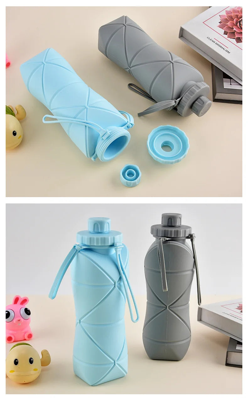 Food-grade Silicone Foldable Water Cup, Large Capacity, Portable for Outdoor Travel & Sports, Heat-resistant, Creative Collapsib