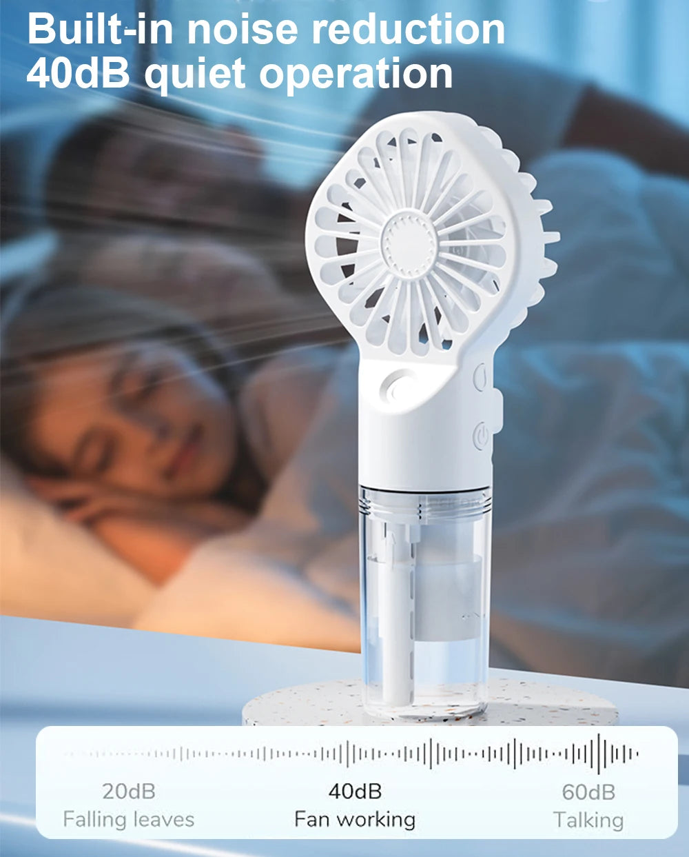 Portable Handheld Spray Fan Mini Humidifier Fan 4 Speeds Powerful Wind USB Rechargeable Water Spray Mist Fan Outdoor Small Fan