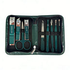 Green 6-18 Pcs Manicure Set With Leather Case Professional Foot And Face Care Tool Kits Stainless Steel Nail Clipper Sets Gift