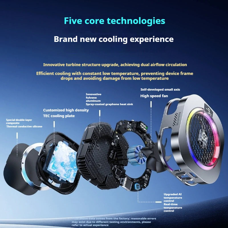 Magnetic Back Clip Dual-use Mobile Phone Radiator Digital Display Temperature Control AI Intelligent Gear Semiconductor Cooling
