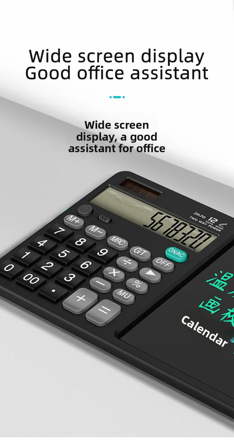 Solar Foldable Scientific Calculator with Writing and Drawing Tablet, LCD Large Screen Calculator