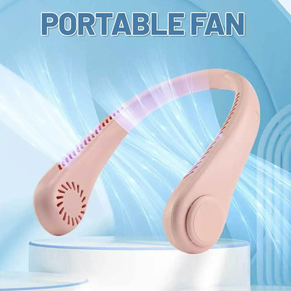 Portable Bladeless Neck Fan Rechargeable 3 Speeds Adjustable Cooling Fan Hands-Free Bladeless Neck Fan For Outdoor Sports Travel