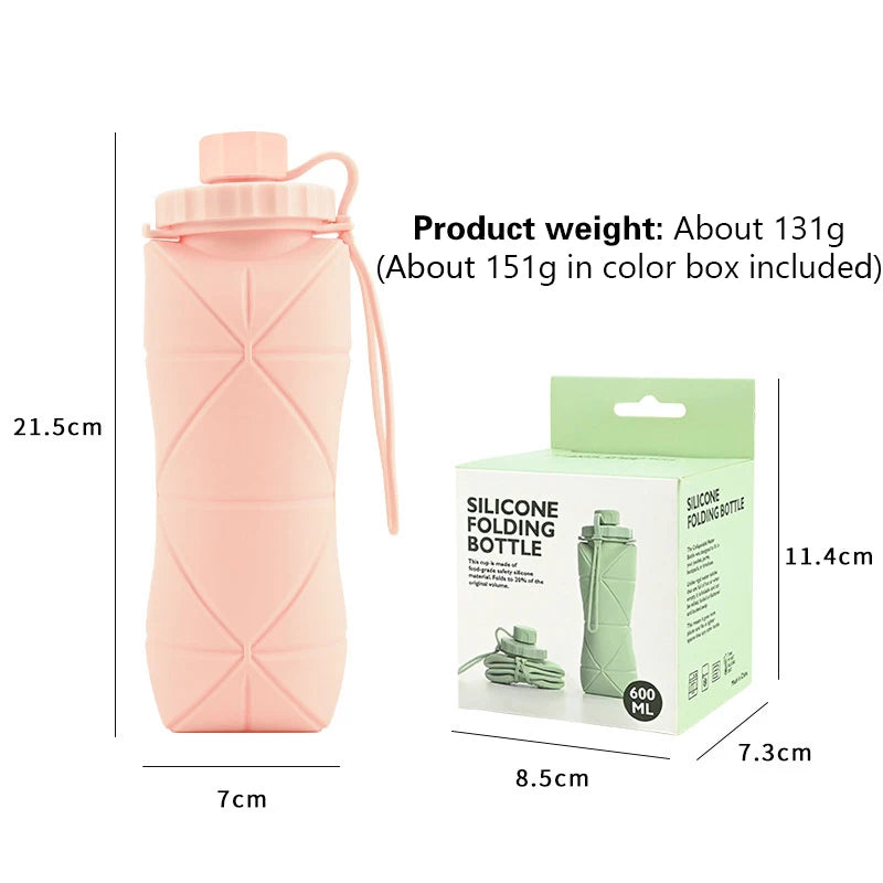 Food-grade Silicone Foldable Water Cup, Large Capacity, Portable for Outdoor Travel & Sports, Heat-resistant, Creative Collapsib