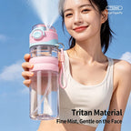 Water Bottle 750ML Spray Sports Water Bottle with Straw Direct Drinking Dual-Use Plastic Water Bottles for Outdoor Sporting