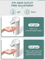 380ML Touchless IPX5 Waterproof 4-Gears Adjustable Foam/Gels Automatic Sense Soap Dispenser Electric Hand Dish Washing Machine