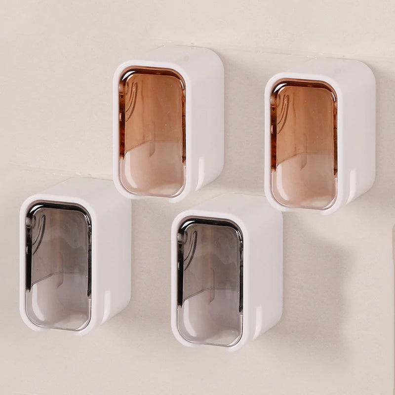 4PCS Toothbrush Holder Portable Flip-top Electric Toothbrush Storage Rack Dustproof Wall Mounted Tooth Brush Storage Box