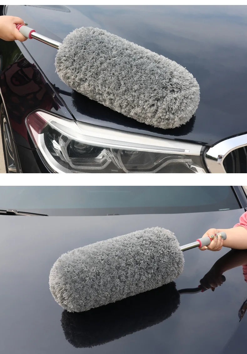 Professional Car Duster Microfiber Cleaning Brush Telescopic Long Handle Car Wash Mop Scratch Free Auto Detailing Dust Remover